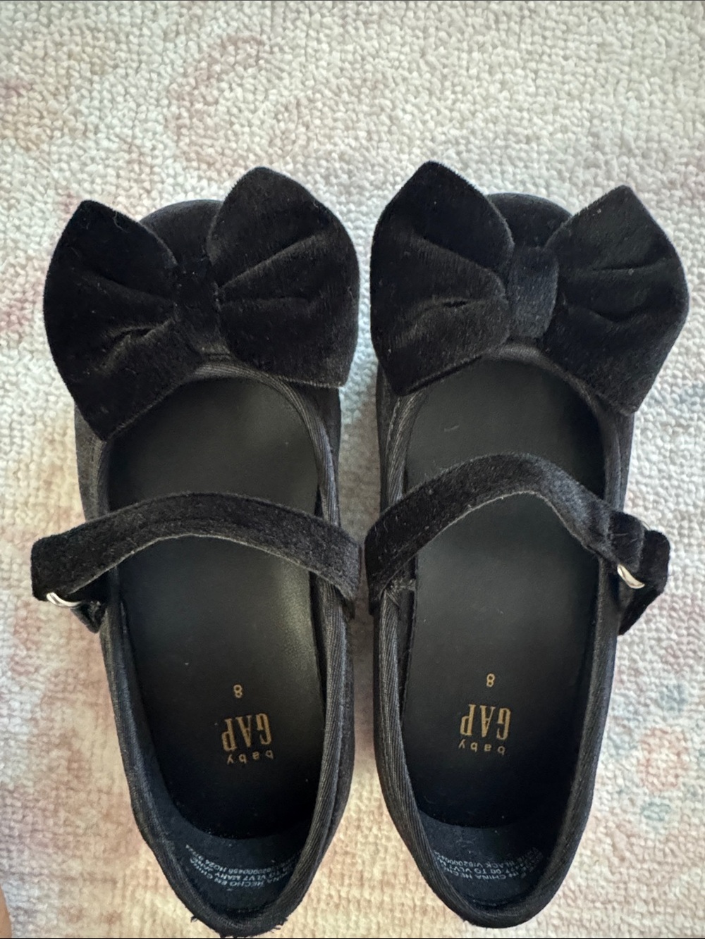 GAP Black Velvet Mary Janes with Bow Accent